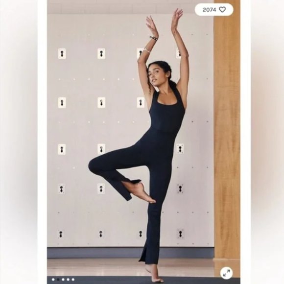 NEW Free People Movement Twilight pink flare leg jumpsuit onesie S - Picture 2 of 12